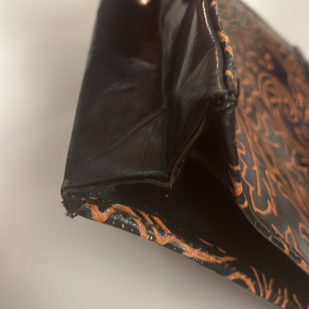 Made in India Black & Tan Leather Shoulder / Tote Bag - Picture 5 of 14